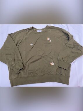 Olive Green Floral Appliqué Sweatshirt by Old Navy 3X
